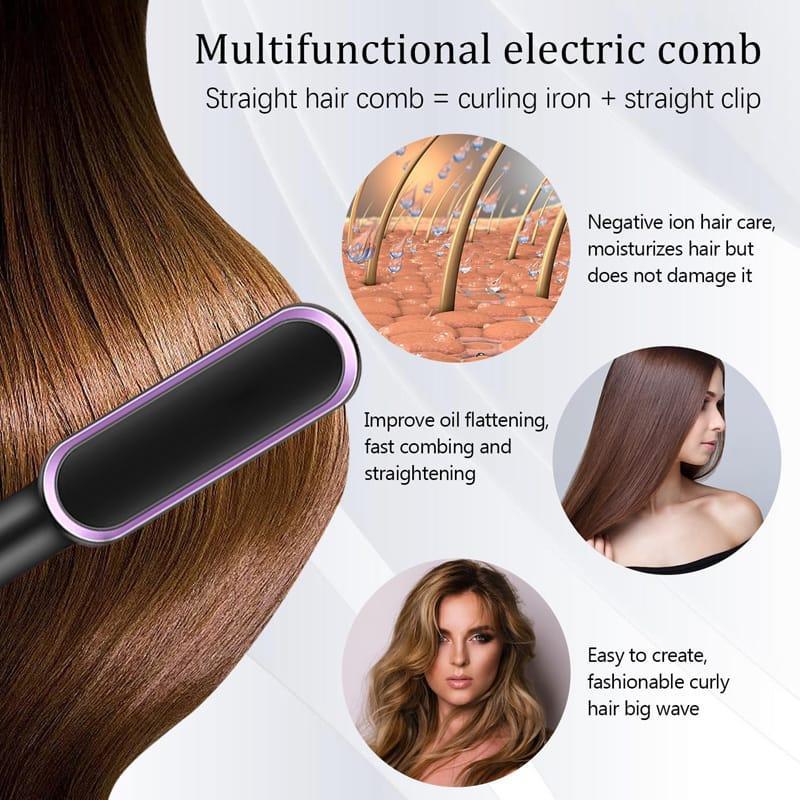 Heat Protection Hair Straightener Brush