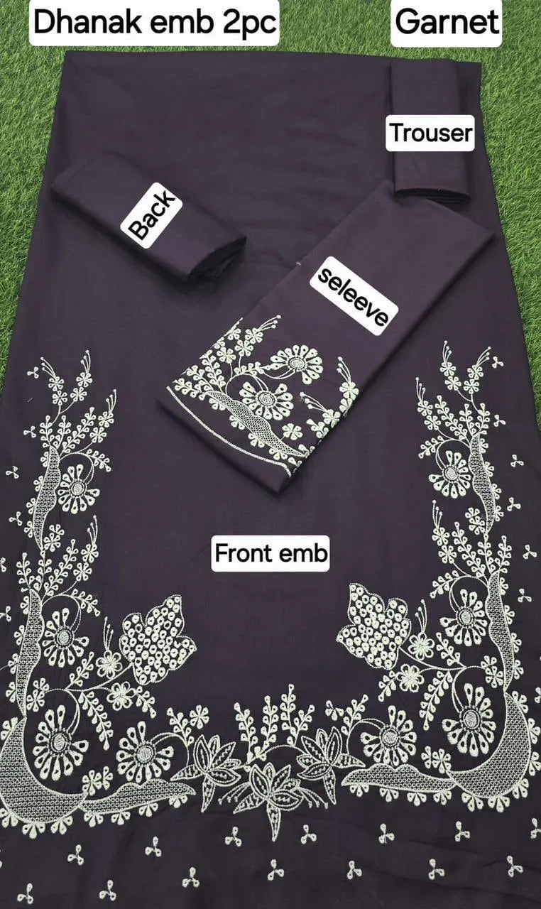 2 Pcs Women's Unstitched Embroidered Suit