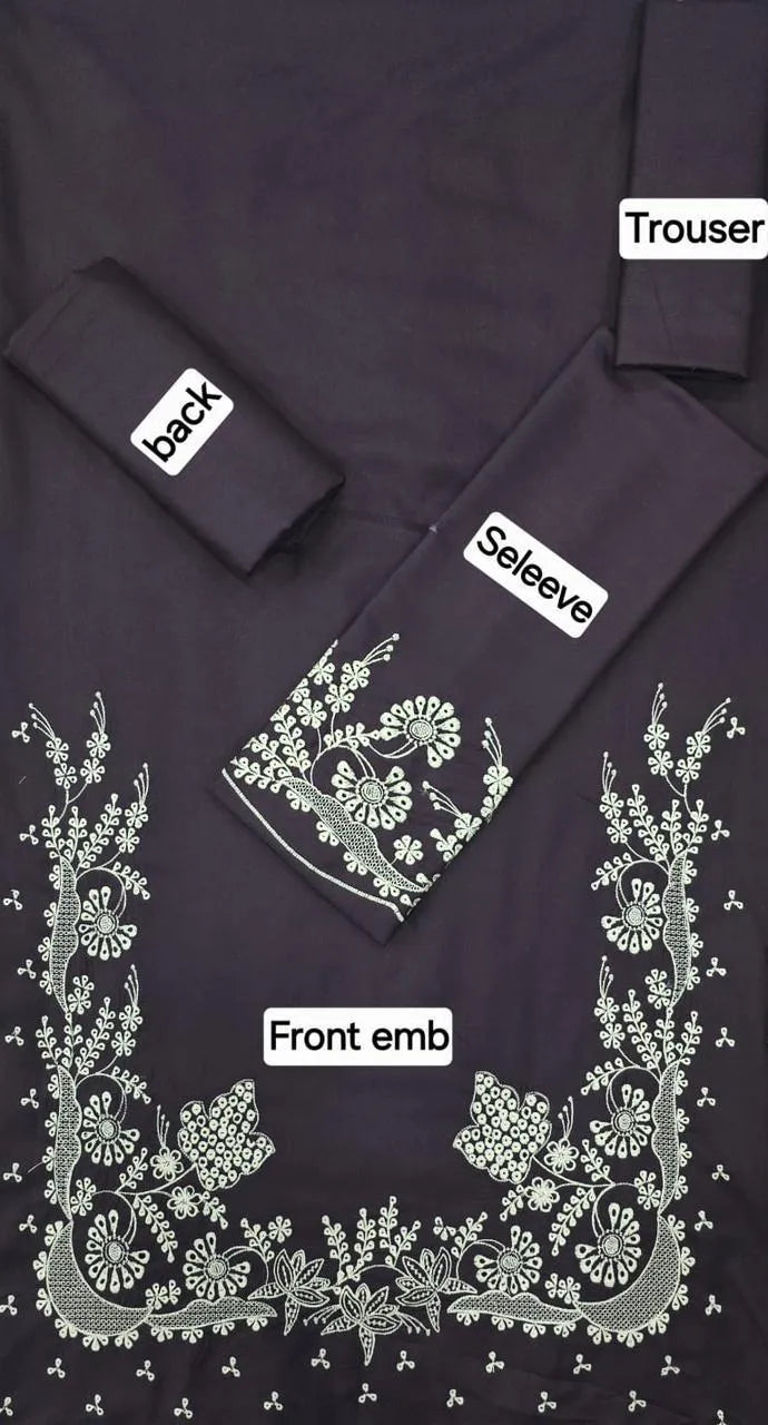 2 Pcs Women's Unstitched Embroidered Suit