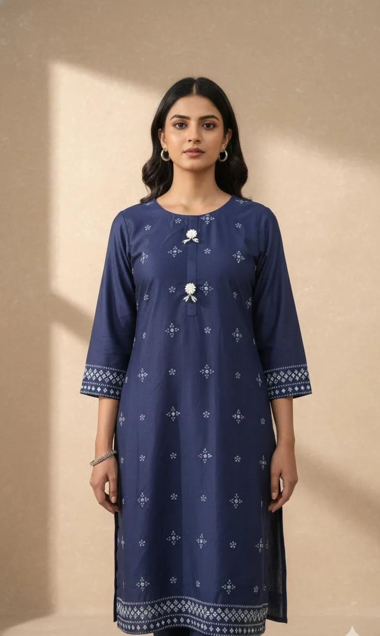 Elegant Three-Piece Women's Stitched Suit in Wool with Embroidered Design