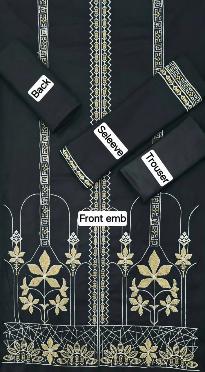 2 Pcs Women's Unstitched Embroidered Suit