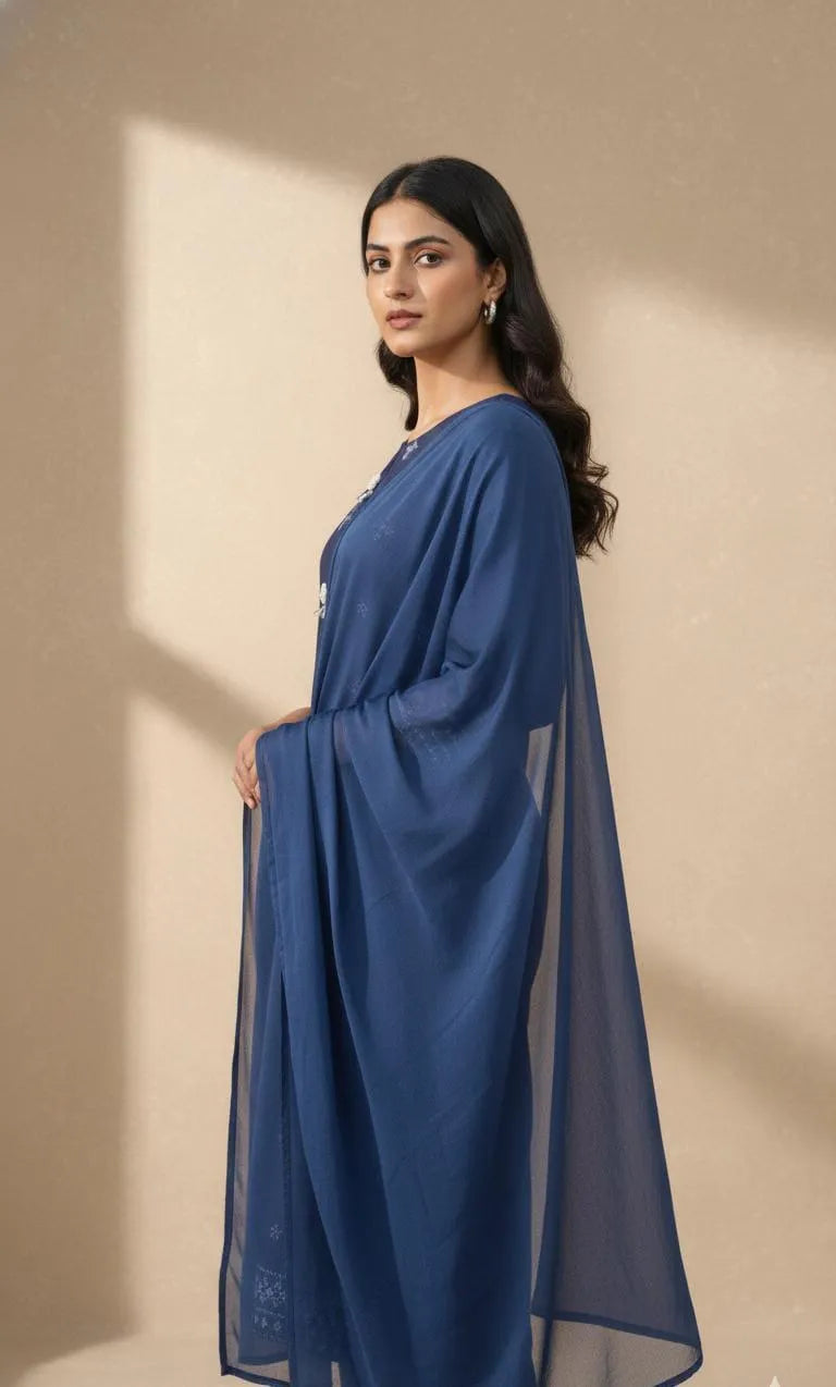 Elegant Three-Piece Women's Stitched Suit in Wool with Embroidered Design