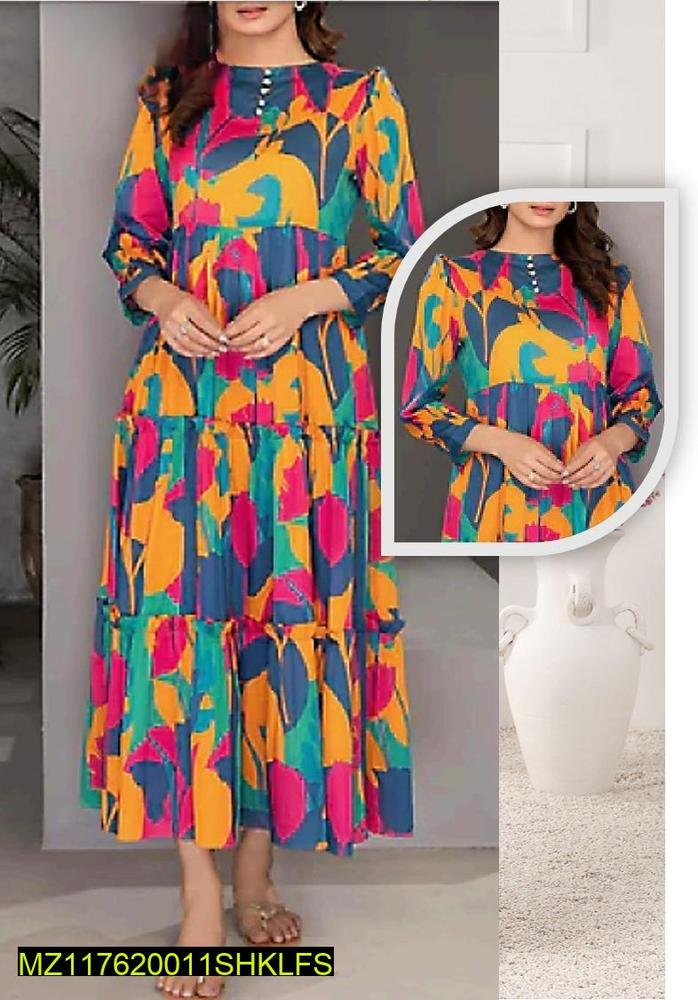 1 Pc Women's Unstitched Swiss Lawn Printed Shirt